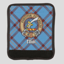 Clan Elliot Crest over Ancient Tartan Luggage Handle Wrap