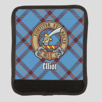 Clan Elliot Crest over Ancient Tartan Luggage Handle Wrap