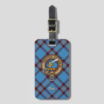 Clan Elliot Crest over Ancient Tartan Luggage Tag
