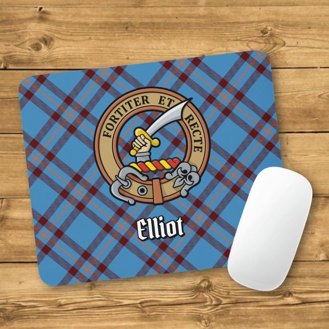 Clan Elliot Crest over Ancient Tartan Mouse Pad (Creator Uploaded)