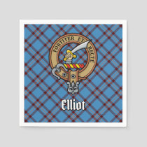 Clan Elliot Crest over Ancient Tartan Napkins