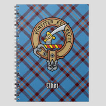 Clan Elliot Crest over Ancient Tartan Notebook