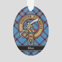 Clan Elliot Crest over Ancient Tartan Ornament