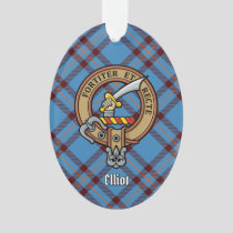 Clan Elliot Crest over Ancient Tartan Ornament