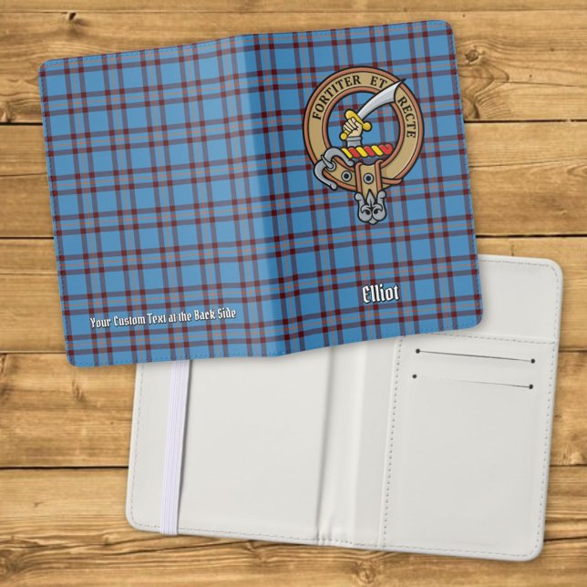 Clan Elliot Crest over Ancient Tartan Passport Holder (Creator Uploaded)