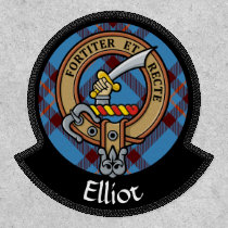 Clan Elliot Crest over Ancient Tartan Patch