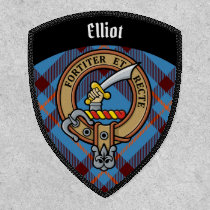 Clan Elliot Crest over Ancient Tartan Patch