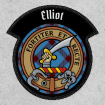 Clan Elliot Crest over Ancient Tartan Patch