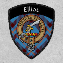 Clan Elliot Crest over Ancient Tartan Patch