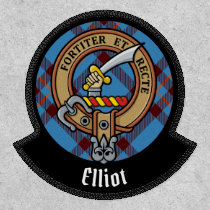Clan Elliot Crest over Ancient Tartan Patch