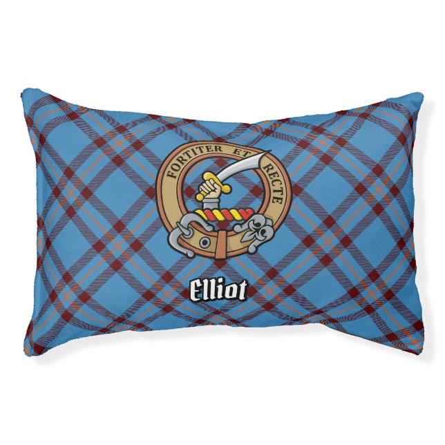 Clan Elliot Crest over Ancient Tartan Pet Bed (Front)