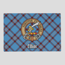 Clan Elliot Crest over Ancient Tartan Placemat