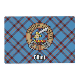 Clan Elliot Crest over Ancient Tartan Placemat