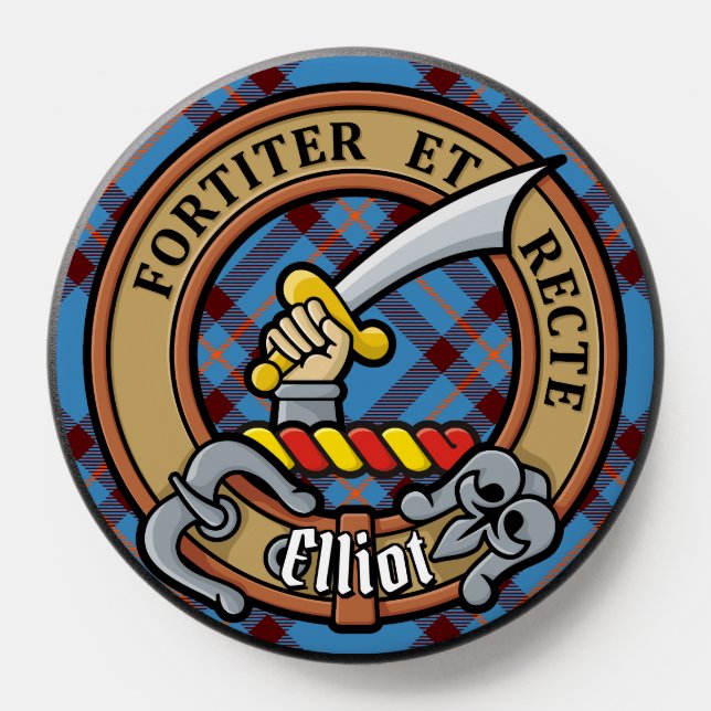Clan Elliot Crest over Ancient Tartan PopSocket (Popsocket)