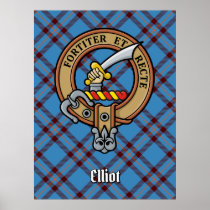 Clan Elliot Crest over Ancient Tartan Poster