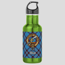 Clan Elliot Crest over Ancient Tartan Stainless Steel Water Bottle