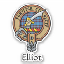 Clan Elliot Crest over Ancient Tartan Sticker