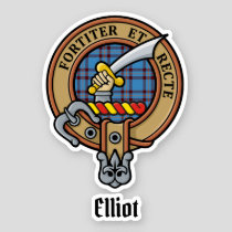 Clan Elliot Crest over Ancient Tartan Sticker