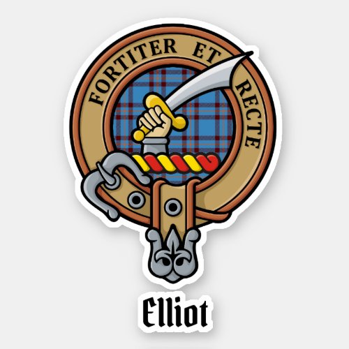 Clan Elliot Crest over Ancient Tartan Sticker