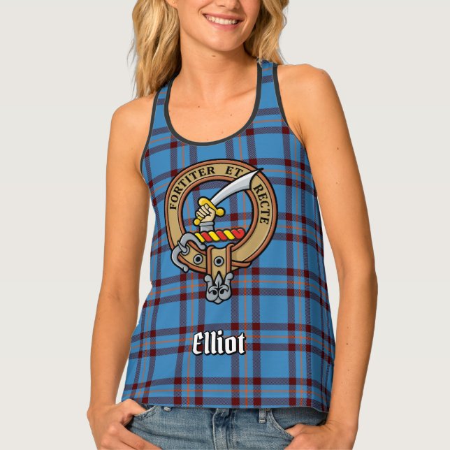 Clan Elliot Crest over Ancient Tartan Tank Top (Front)