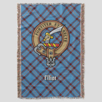 Clan Elliot Crest over Ancient Tartan Throw Blanket