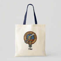 Clan Elliot Crest over Ancient Tartan Tote Bag