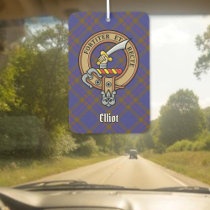 Clan Elliot Crest over Modern Tartan Air Freshener