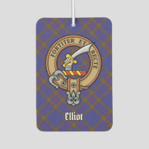 Clan Elliot Crest over Modern Tartan Air Freshener