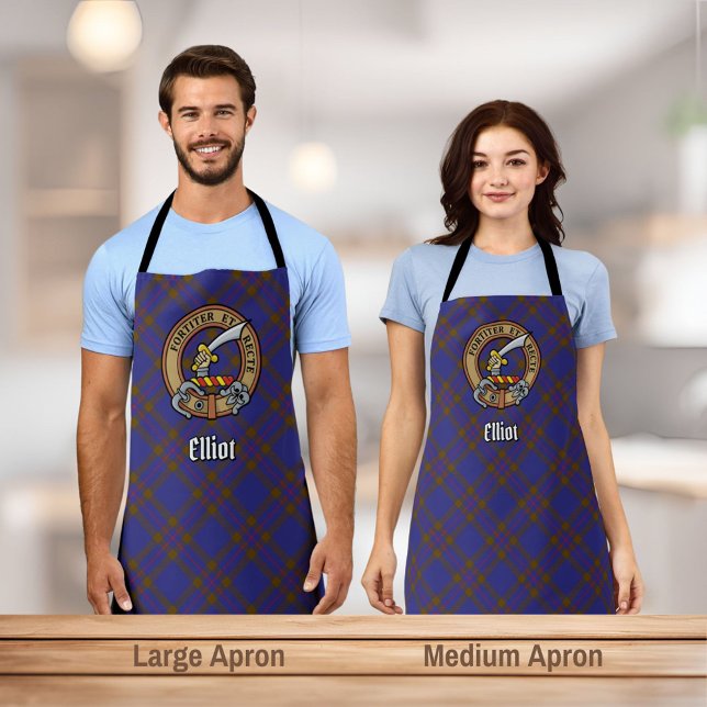 Clan Elliot Crest over Modern Tartan Apron (Creator Uploaded)