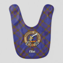 Clan Elliot Crest over Modern Tartan Baby Bib