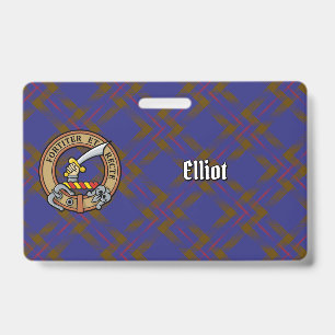 Clan Elliot Crest over Modern Tartan Badge