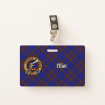 Clan Elliot Crest over Modern Tartan Badge