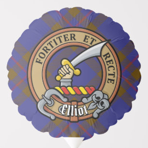 Clan Elliot Crest over Modern Tartan Balloon