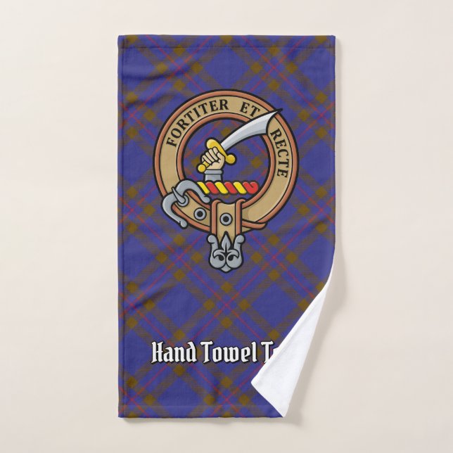 Clan Elliot Crest over Modern Tartan Bath Towel Set (Hand Towel)