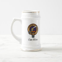 Clan Elliot Crest over Modern Tartan Beer Stein