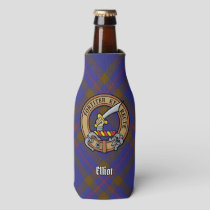 Clan Elliot Crest over Modern Tartan Bottle Cooler