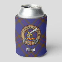 Clan Elliot Crest over Modern Tartan Can Cooler