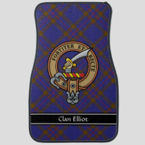 Clan Elliot Crest over Modern Tartan Car Floor Mat