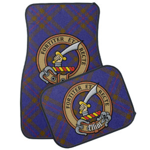 Clan Elliot Crest over Modern Tartan Car Floor Mat