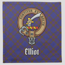 Clan Elliot Crest over Modern Tartan Cloth Napkin