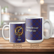 Clan Elliot Crest over Modern Tartan Coffee Mug