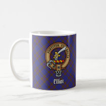 Clan Elliot Crest over Modern Tartan Coffee Mug