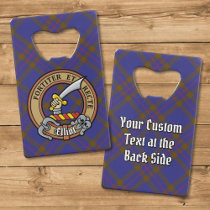 Clan Elliot Crest over Modern Tartan Credit Card Bottle Opener