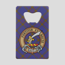 Clan Elliot Crest over Modern Tartan Credit Card Bottle Opener