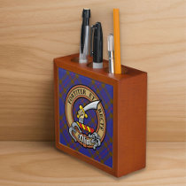 Clan Elliot Crest over Modern Tartan Desk Organizer