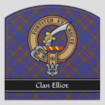 Clan Elliot Crest over Modern Tartan Door Sign