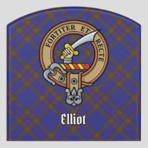 Clan Elliot Crest over Modern Tartan Door Sign