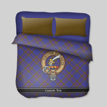 Clan Elliot Crest over Modern Tartan Duvet Cover