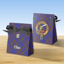 Clan Elliot Crest over Modern Tartan Favor Boxes