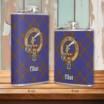 Clan Elliot Crest over Modern Tartan Flask